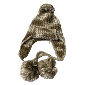 Crochet Thick Cable Knit Beanie Hat Pom Earflaps Cap Velvet Lined "Withmoons" OS